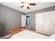 Bedroom with gray walls, white trim, and a view of the en-suite bathroom through the doorway at 4110 E Brighton Way, San Tan Valley, AZ 85140