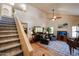Spacious living room with a ceiling fan, and direct access to the stairs at 4441 E Sunnyside Ln, Phoenix, AZ 85032