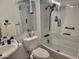 Clean bathroom with sleek fixtures, glass shower door, and neutral tones at 815 N Hayden Rd # B4, Scottsdale, AZ 85257