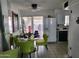 Cozy dining area with a glass table, lime green chairs, and access to the outdoor patio at 815 N Hayden Rd # B4, Scottsdale, AZ 85257