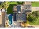Bird's eye view of a home with a pool, patio, and well-maintained landscaping in a residential neighborhood at 13411 N 50Th St, Scottsdale, AZ 85254