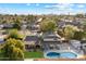 Expansive aerial view of a home with a large backyard, inviting pool area, and lush landscaping at 13411 N 50Th St, Scottsdale, AZ 85254