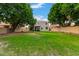 Green backyard with mature trees and privacy fencing at 1377 W Park Ave, Gilbert, AZ 85233