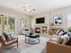 Cozy living room featuring a fireplace, TV, carpet and comfortable seating at 1377 W Park Ave, Gilbert, AZ 85233