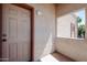 View of the front door and entryway of this cozy condo at 205 N 74Th St # 201, Mesa, AZ 85207