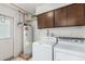 Laundry room with washer, dryer, and storage cabinets at 2330 E Elmwood St, Mesa, AZ 85213