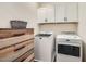 Bright laundry room featuring new washer, dryer and custom cabinet system for ample storage at 266 N Piedra Way, Mesa, AZ 85207