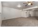 Unfinished basement with carpet, ceiling fan, and recessed lighting at 3165 W Golden Ln, Chandler, AZ 85226