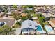 Aerial view showcasing a home with a pool, patio area, surrounding lawns and neighborhood at 3736 W Angela Dr, Glendale, AZ 85308