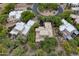 Aerial view of the property shows the neighborhood layout and mature landscaping at 39016 N Habitat Cir, Cave Creek, AZ 85331