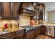 Close up of a gourmet kitchen showcasing custom cabinets, granite counters, and gas cooktop at 5512 E Barwick Dr, Cave Creek, AZ 85331