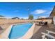 Backyard pool, patio area, clear blue skies with privacy fencing, perfect for outdoor enjoyment at 8042 N 28Th Ave, Phoenix, AZ 85051
