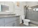 Bathroom featuring neutral gray-toned vanity and glass-enclosed shower at 14415 N 184Th Ave, Surprise, AZ 85388