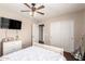 Bedroom with a ceiling fan, closet, and a dresser at 1737 E Primera Dr, Casa Grande, AZ 85122