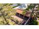 Aerial view of home with brick-paved patio and nearby lush landscaping at 2322 S Rogers -- # 1, Mesa, AZ 85202