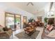Bright living room with tile floors, high ceilings, sliding glass door to covered patio and backyard at 2369 W Shawnee Dr, Chandler, AZ 85224