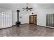 Bright room featuring a vintage fireplace and glass block windows at 2633 S El Dorado Dr, Mesa, AZ 85202