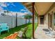 A covered patio overlooks the backyard with artificial turf and a privacy fence at 4317 E Yucca St, Phoenix, AZ 85028