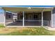 Covered patio with white railing overlooking a green lawn at 1551 E Longhorn Dr, Chandler, AZ 85286