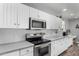Modern kitchen with stainless steel appliances, white cabinets and gray countertops at 1551 E Longhorn Dr, Chandler, AZ 85286
