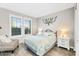 This bedroom has a queen-size bed, two windows, and simple decor at 24042 N 170Th Ln, Surprise, AZ 85387