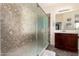 Bathroom with a glass enclosed shower featuring a decorative frosted finish at 3810 S Star Canyon Dr, Gilbert, AZ 85297