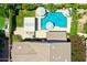 Aerial view of the property showing a pool, patio area, and well-maintained landscaping at 6570 S Pewter Way, Chandler, AZ 85249