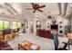 Spacious living room with a tray ceiling, ceiling fans, and a bar area for entertaining at 7131 N 40Th St, Paradise Valley, AZ 85253