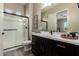 Modern bathroom featuring sleek vanity, frameless shower, and attractive decor at 9281 W Villa Chula --, Peoria, AZ 85383