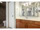 Bathroom featuring updated vanity, tile flooring, and updated shower at 2146 W Isabella Ave # 131, Mesa, AZ 85202