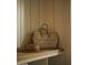 Stylish mud room showcasing Saint Laurent Rive Gauche tote bag on a shelf with a straw hat at 3101 E Sells Dr, Phoenix, AZ 85016