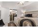 This is a Bedroom with hardwood floors and a sliding glass door to the outside at 13700 N Fountain Hills Blvd # 155, Fountain Hills, AZ 85268