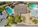 Aerial shot of the home's roof and backyard pools, offering a bird's-eye perspective at 1817 W Seldon Ln, Phoenix, AZ 85021
