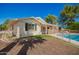 Backyard view featuring a private pool, patio, and well-maintained yard at 1817 W Seldon Ln, Phoenix, AZ 85021