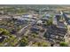 Overhead view capturing the commercial and retail district with ample parking in a well-planned city layout at 213 E Vaughn Ave, Gilbert, AZ 85234
