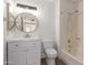 Updated bathroom featuring modern vanity, and shower-tub combination at 2455 E Broadway Rd # 39, Mesa, AZ 85204