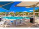 This large community pool is surrounded by lounge chairs, shaded areas, and inviting gazebos at 280 S Evergreen Rd # 1320, Tempe, AZ 85288