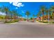 A wide street lined with palm trees and residences in a well maintained neighborhood at 280 S Evergreen Rd # 1320, Tempe, AZ 85288