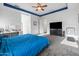 Large bedroom with a blue tray ceiling, carpet floors, and ample natural light at 35616 N 34Th Ln, Phoenix, AZ 85086