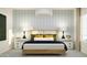 Stylish bedroom featuring a large bed, side tables and window at 4552 S 232Nd Dr, Buckeye, AZ 85326
