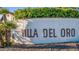 Villa Del Oro community sign set in a landscaped entrance at 5738 N Scottsdale Rd, Scottsdale, AZ 85253