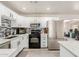 Well-lit kitchen featuring white cabinets, stainless steel appliances, and a stylish gray backsplash at 808 N 78Th St, Scottsdale, AZ 85257