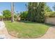 Expansive backyard with lush green grass, mature trees, and a charming play structure creates a serene outdoor space at 11051 N 45Th Pl, Phoenix, AZ 85028
