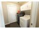 A convenient laundry room featuring modern washer and dryer, plus ample storage with bright, white cabinets at 1374 N Alexis Dr, Gilbert, AZ 85234