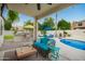 Inviting outdoor living area with a covered patio, comfortable seating, and a view of the pool at 2406 E Oakland St, Chandler, AZ 85225