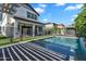 Backyard pool with fence and covered patio at 3415 E Arabian Dr, Gilbert, AZ 85296