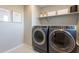Modern laundry room with front loading washing machine, dryer, and decor at 4337 S Helix --, Mesa, AZ 85212