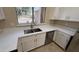 Close-up of a kitchen area with a stainless steel sink, quartz countertops, and white cabinetry at 6722 W Shannon St, Chandler, AZ 85226