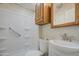Cozy bathroom featuring a white sink, toilet, and shower at 7750 E Broadway Rd # 361, Mesa, AZ 85208