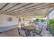 Relaxing covered patio with tile flooring and outdoor seating area at 7750 E Broadway Rd # 361, Mesa, AZ 85208